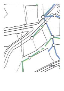 Situasjonsplan som viser tomtens form, grenser og plassering i forhold til veier og nabotomter.