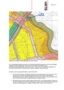 Et kartutsnitt fra et områdeplan som viser tomtedeling, arealbruk og en markert parkområde (GP2).