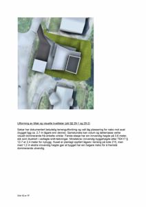 Fotografi av en 3D-modell eller rendering som viser bygningens plassering i terrenget sett fra øverst (top-down view).