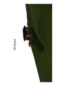 3D-visualisering av en hytte på en skråning