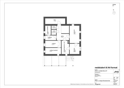 Etasjeplan (Plan U) som viser romfordeling, arealer og funksjoner i en etasje av et hus.