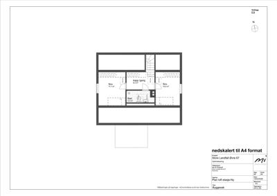 Etasjeplan som viser romfordeling, stuerom, soverom og bad.