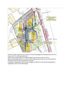 Situasjonsplan som viser tomtens oppdeling, plassering av bygninger (S1-S5), veier og infrastruktur (vann, spillvann, pukkgrøft).
