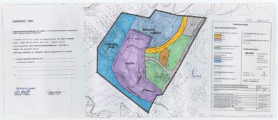 Situasjonsplan som viser tomtens grenser, bebyggelse og arealbruk.