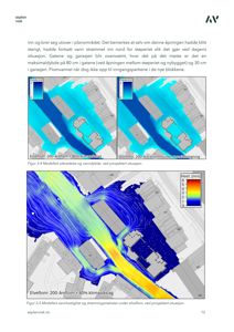 Hydrodynamiske modeller (kart) som viser vannstand, vannhastighet og strømningsmønster i et planlagt område under oversvømmelse.
