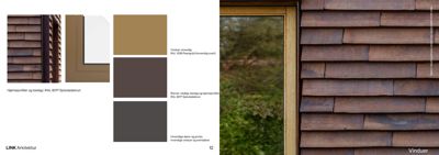 Fotografi av vinduets detaljer, inkludert ramme, innvendig og utvendig takfliser, samt fargevalg for RAL-farger.