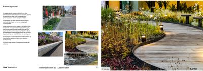 Fotografier av utendørs områder med kantverk og murer ved Møllendalsveien 63.