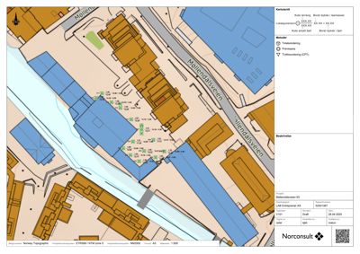 Kartutsnitt (Kartutsnitt) som viser topografiske data, terrengdybde og bygningsplassering i et område langs Møllendalsveien.