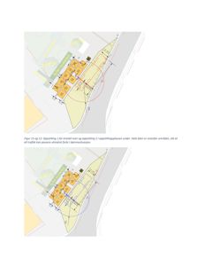 Situasjonsplan som viser plassering av en tomt, bygninger (gule felter), veier og en kranbils oppstillingsplass med dimensjoner.