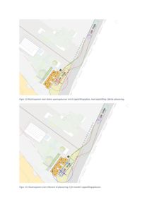 Illustrasjon som viser bilens sporingskurver og tilkomst til en oppstillingsplass.