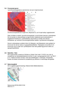 Et dokument med tekst om forurenset grunn og naturfare, som inneholder to kart: et grunnforurensingskart og et sjøerettvassdrag-kart.
