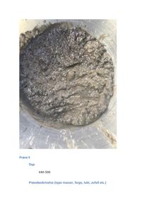 Fotografi av en jordprøve i en prøveboring (Prøve E, dyp 440-500).