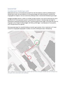 Situasjonsplan som viser plassering av et avfallsanlegg i forhold til eksisterende bygninger og veier.