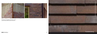 Bildet viser en detaljtegning av fasadeteksturer med beskrivelser av ulike materialvalg (trepanel og treplater).