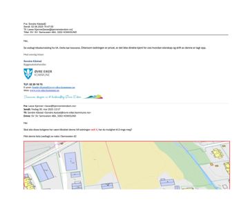 Et kart som viser eiendomsforhold, vegnett og tomtedeling i Semsveien 48A.