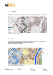 Bildet viser to kart (Fig 5 og Fig 6) som illustrerer grunnvannssituasjon og flomrisiko i et område, inkludert bygningsplasseringer og vannveier.