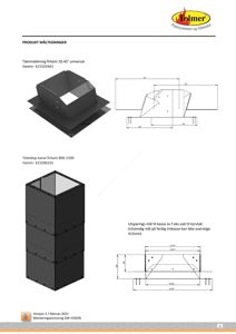Produktmåltegninger for takinntekning og teleskop kanal med monteringsanvisning.