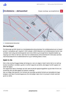 Et landsdekkende aktsomhetskart for kvikkleireskred som viser et område med bygninger og veier.
