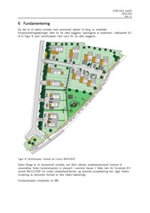 Utomhusplan som viser plassering av bygninger (E-1 til K-6, T1-T4) på tomten, med vei, grøntområder og topografi.