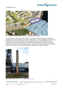 Fotografi av en moderne bygning og en kunstig skulptur (en stor, tårnformet struktur) i forgrunnen.