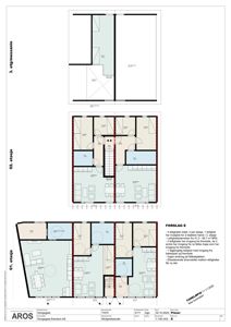 Etasjeplaner for et flerboligprosjekt (Kongsgata 7/575) som viser romfordeling for 01., 02. og 3. etasje, samt en forslagsløsning (FORSLAG E) med beskrivelse av leilighetsoppdeling og innganger.