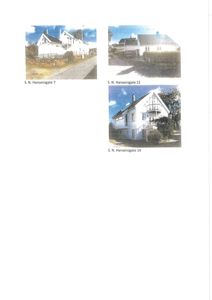 Tre fotografier av hus i S. N. Hansensgate med adresseangivelser under hver.