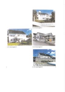 Et sammensatt bilde som viser fire ulike fotografier av hus i S. N. Hansensgate (nr. 2, 5, 6 og 8).
