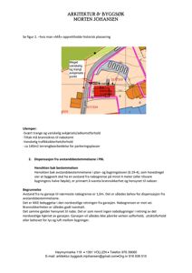 Situasjonsplan som viser bygningens plassering i forhold til nabotomter, veier og parkeringsplasser.