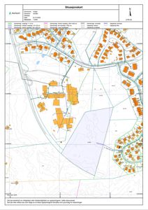 Situasjonskart som viser eiendomsforhold, bebyggelse og topografi for et område i Heier kommune.