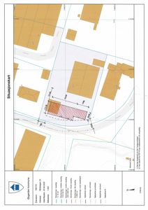 Situasjonskart som viser tomtens plassering i forhold til nabolag, veier og topografi.