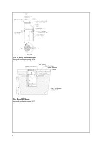 Tegninger som viser detaljer for ulike typer kummer (sandfangskum og IFS kum), inkludert dimensjoner, materialer og konstruksjonsdetaljer.
