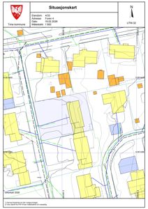 Situasjonskart som viser eiendomsnummer 4/33, adresse Foren 4, med omgivende tomtegrenser, infrastruktur og nabolag.