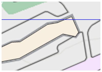 En situasjonsplan eller tomteplan som viser en bygning (beige) plassert på en tomt, med omgivende arealer og vei/vegglinjer.