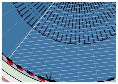 Et kartutsnitt som viser et område med blå farge og gitterlinjer, sannsynligvis en digitalt generert eller digitalisert kartbase.