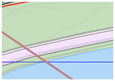 Et digitalt kart eller situasjonsplan som viser topografi (konturlinjer), vannmasser, og muligens infrastruktur eller vegsystem.
