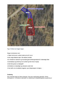 Situasjonsplan (tomtekart) som viser en bygning, et grønt område for infiltrasjon, en midlertidig anleggsveg og et grøftområde med angitte arealer.