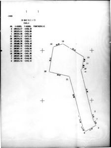 Situasjonsplan som viser en tomt med punktmålinger (X- og Y-koordinater) og punktmerking for en bygning eller struktur.