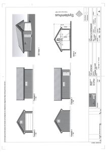 Fasadetegning med oppriss av bygningens fire sider (Fasade 1-4), et snitt (Snitt A) og en 3D-visning.