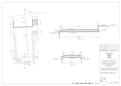 Snittegning (Snitt A-A og B-B) som viser bygningens tverrsnitt, konstruksjon og høyder.