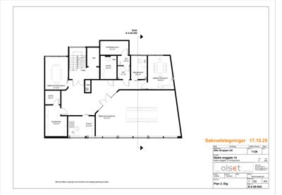 Etasjeplan (Plan 2. Etg) som viser romfordeling, arealer og funksjoner for et hus.