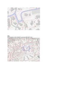 Bildet viser to kartutsnitt (situasjonsplaner) som viser eiendomsgranser, veier og nabolag. Det øverste er en detaljert visning av eiendommen, mens det nedre viser eiendommens plassering i forhold til nabolaget.