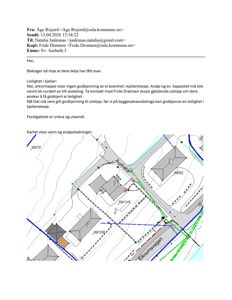 Situasjonsplan som viser vann- og avløpsledninger i området.