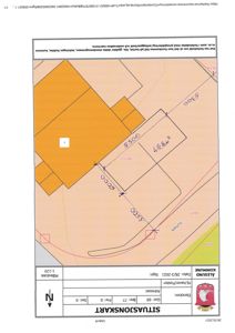 Situasjonskart som viser tomtens grenser, areal (49,8 m²), naboeiendommer og eiendomsnummer.