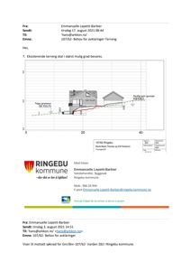 Situasjonsplan som viser eksisterende terrengforhold, høydemål (OK 925.75), og planlagt plassering av garasje og hus.