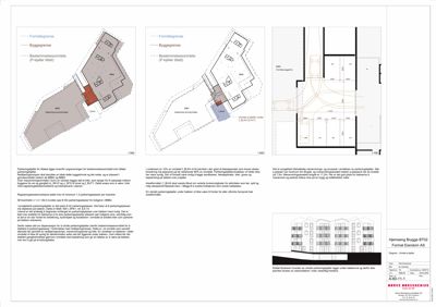 En arkitekttegning som viser parkeringsløsninger under et bygg, inkludert etasjeplaner, romfordeling og tekniske detaljer.