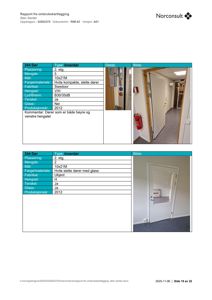 Dokumentasjon fra en ombrukssak som viser bilder av dører med tekniske spesifikasjoner.
