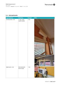 Fotografier av varmepumper og kjølemaskin i en bygning, inkludert plassering og omgivelser.