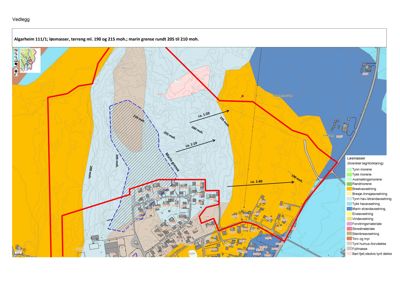 Kart over landområder med fargekodet informasjon om løsmasser og terrengform.