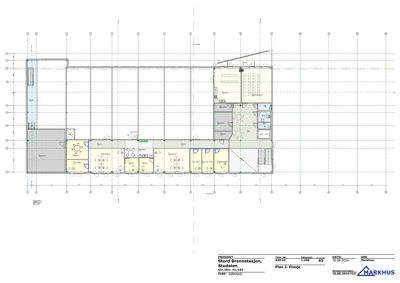Etasjeplan for 2. etasje av Stord Brannstasjon, som viser romfordeling og inndeling.