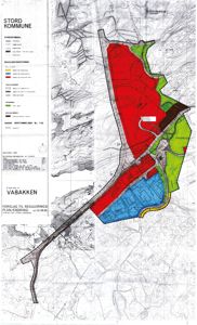 Situasjonsplan for et reguleringsforslag i Stord kommune, som viser arealbruk og bebyggelse.